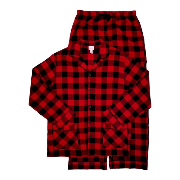 Plaid Buffalo Check Red/Black Flannel Pajamas S - Picture 4 of 6